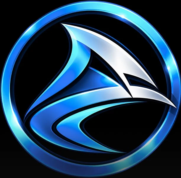 Blue and silver Blackfin emblem